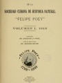 Title page from "Memorias de la Sociedad Cubana de Historia Natural 'Felipe Poey'", v.1 